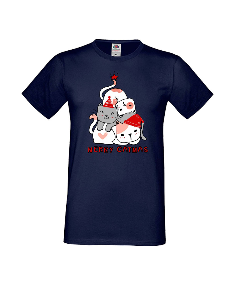 Мъжка тениска Коледа Елха от котки Cats Xmas Tree 3