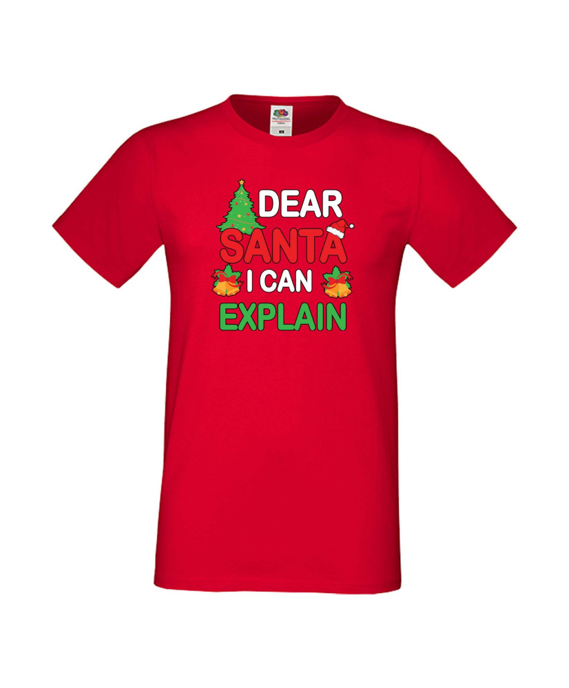 Мъжка тениска Коледа Скъпи Дядо Коледа мога да обясня Dear Santa I Can Explain