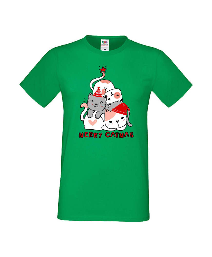 Мъжка тениска Коледа Елха от котки Cats Xmas Tree 3