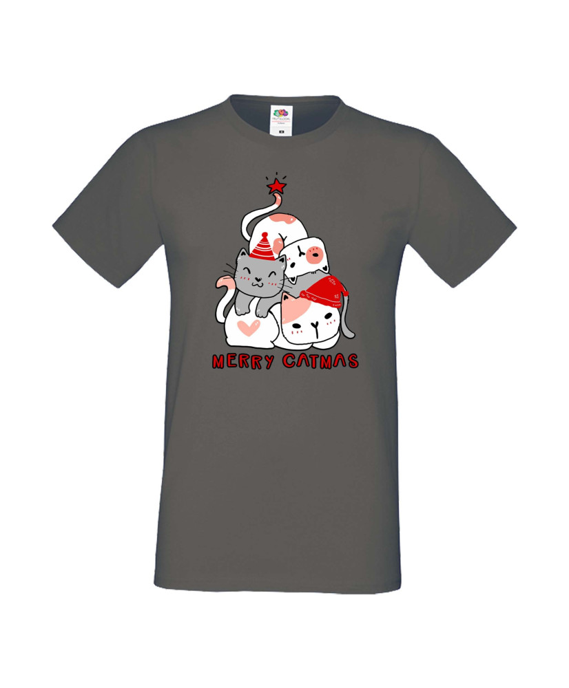 Мъжка тениска Коледа Елха от котки Cats Xmas Tree 3