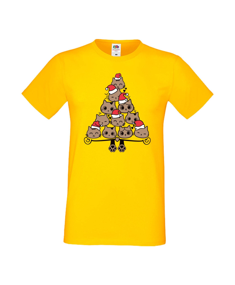 Мъжка тениска Коледа  Елха от котки Cats Xmas Tree 2
