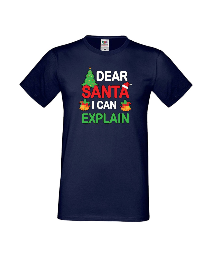 Мъжка тениска Коледа Скъпи Дядо Коледа мога да обясня Dear Santa I Can Explain