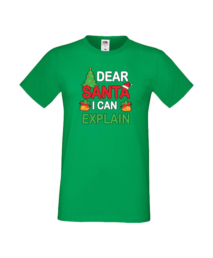 Мъжка тениска Коледа Скъпи Дядо Коледа мога да обясня Dear Santa I Can Explain