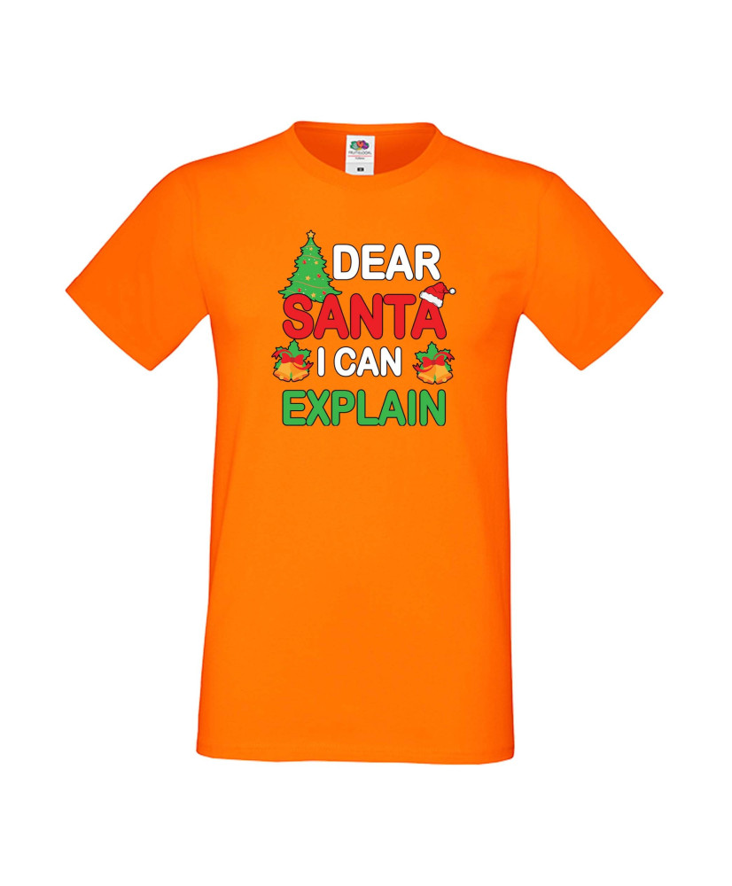 Мъжка тениска Коледа Скъпи Дядо Коледа мога да обясня Dear Santa I Can Explain