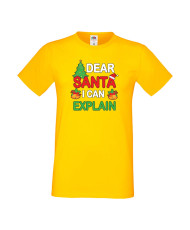 Мъжка тениска Коледа Скъпи Дядо Коледа мога да обясня Dear Santa I Can Explain