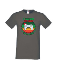 Мъжка тениска Коледа I Paused My Game To Be Here Santa's Hat Gamepad