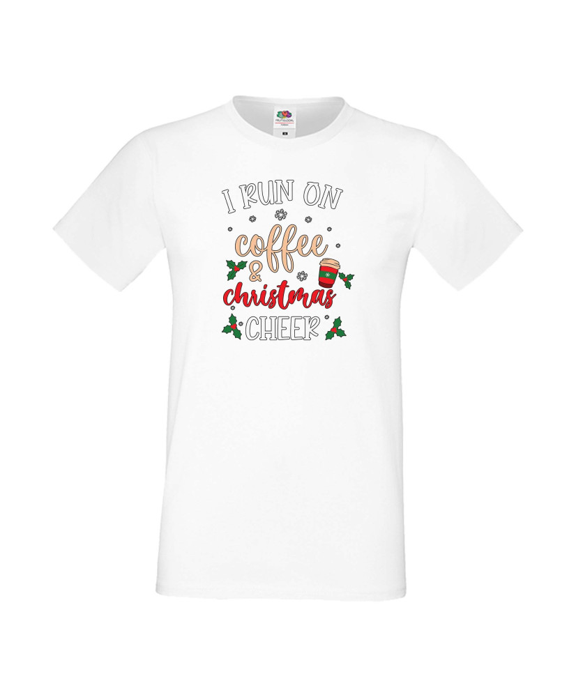 Мъжка тениска Коледа I Run On Coffee and Christmas Cheer