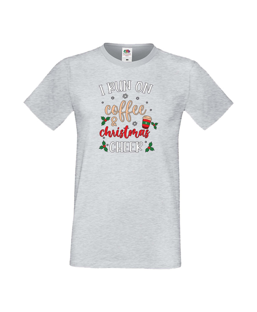 Мъжка тениска Коледа I Run On Coffee and Christmas Cheer