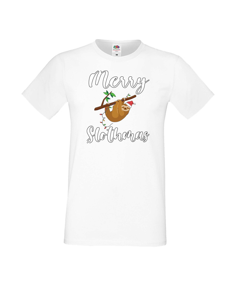 Мъжка тениска Коледа Merry Slothmas
