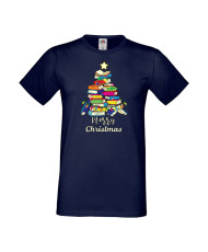 Мъжка тениска Коледа Елха от книги Весела Коледа Books Xmas Tree 2