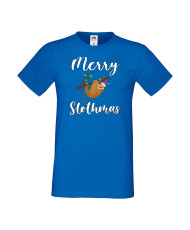 Мъжка тениска Коледа Merry Slothmas