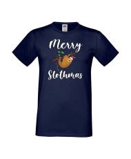 Мъжка тениска Коледа Merry Slothmas
