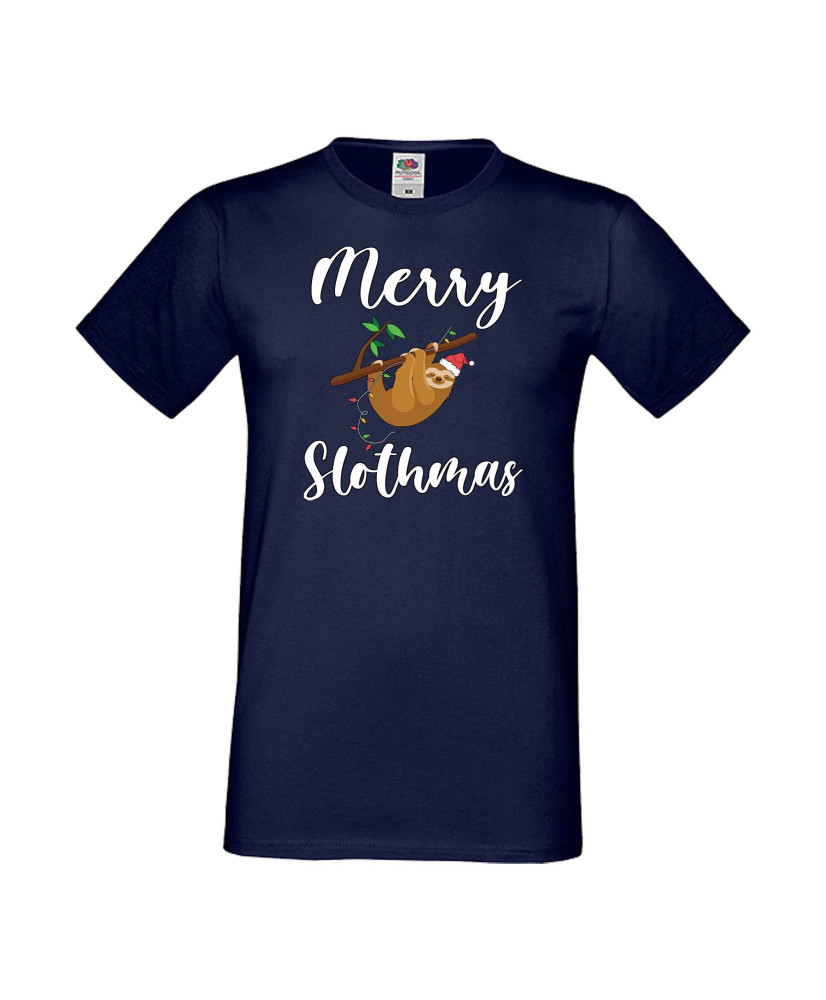 Мъжка тениска Коледа Merry Slothmas