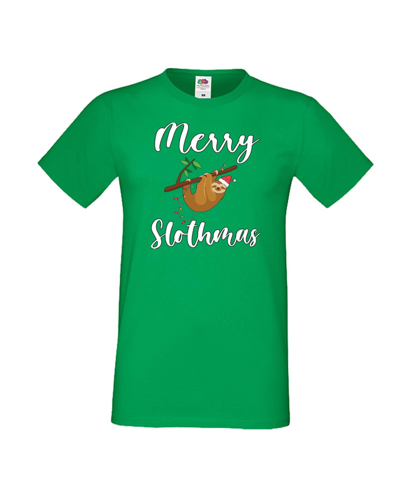 Мъжка тениска Коледа Merry Slothmas