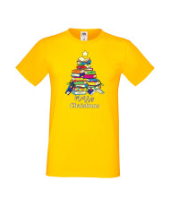 Мъжка тениска Коледа Елха от книги Весела Коледа Books Xmas Tree 2
