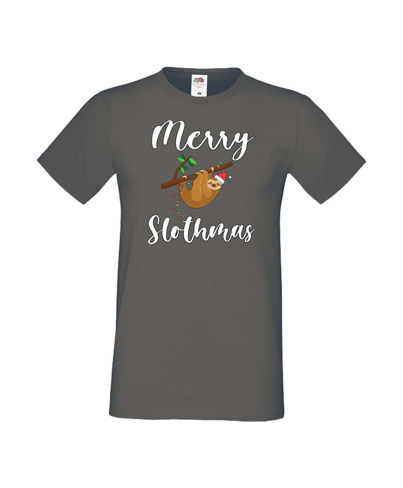 Мъжка тениска Коледа Merry Slothmas