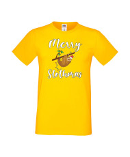 Мъжка тениска Коледа Merry Slothmas