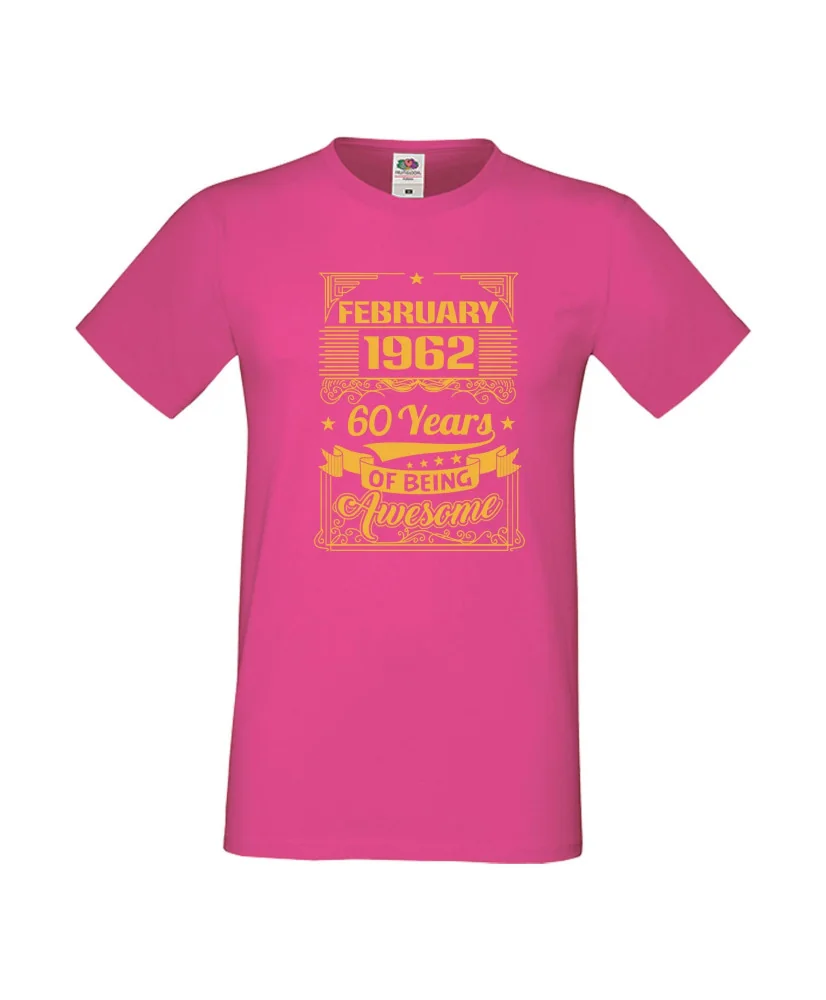Мъжка тениска FEBRUARY 1962 60 YEARS OF BEING AWESOME 2 Мъжка тениска FEBRUARY 1962 60 YEARS OF BEING AWESOME 2