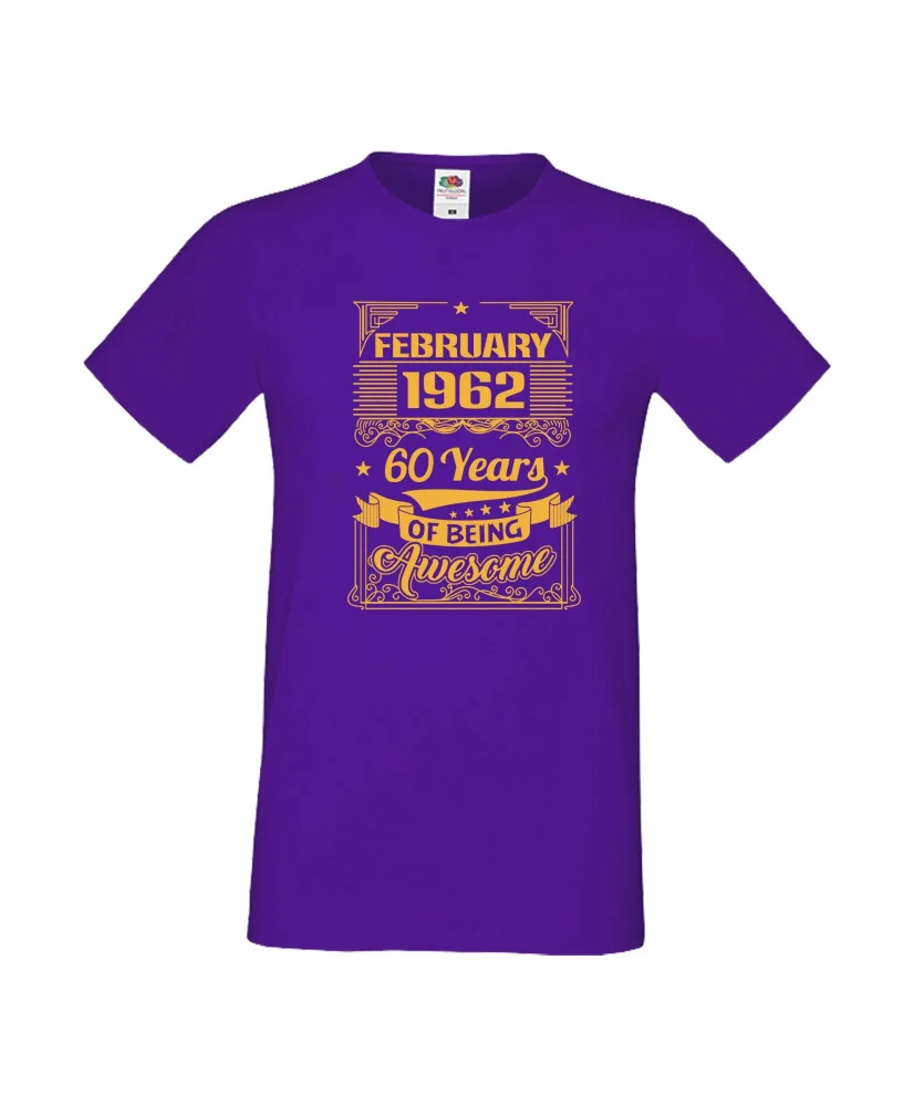 Мъжка тениска FEBRUARY 1962 60 YEARS OF BEING AWESOME 2 Мъжка тениска FEBRUARY 1962 60 YEARS OF BEING AWESOME 2