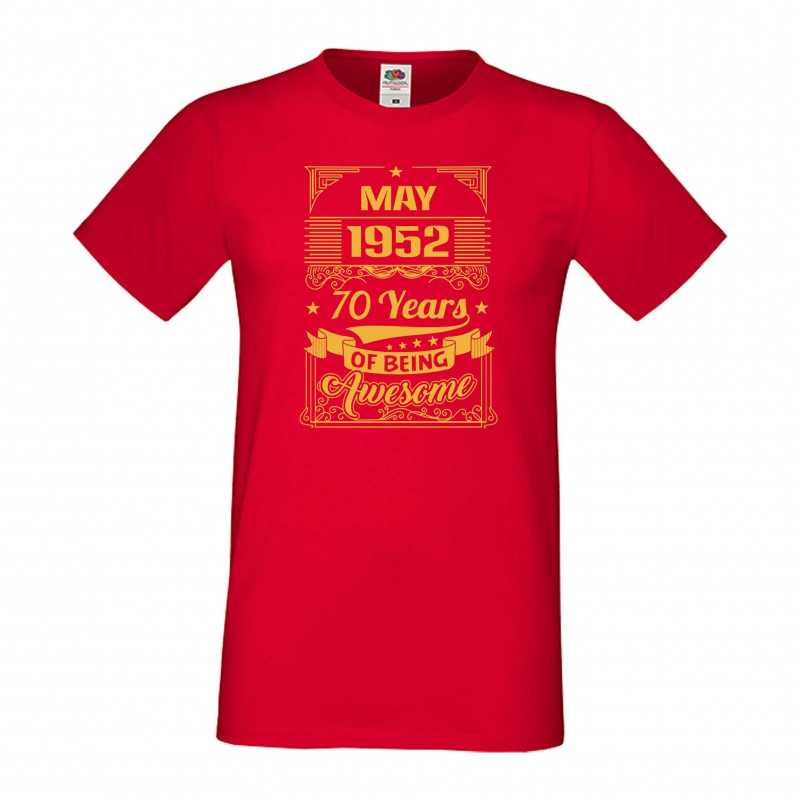 Мъжка тениска MAY 1952 70 YEARS OF BEING AWESOME 2