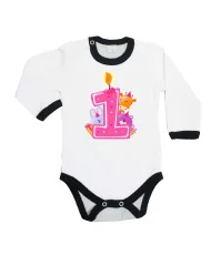 Бебешко боди First Birthday candle  Animals
