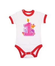 Бебешко боди First Birthday candle  Animals