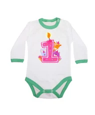 Бебешко боди First Birthday candle  Animals