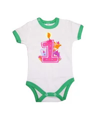 Бебешко боди First Birthday candle  Animals