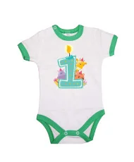 Бебешко боди First Birthday candle  Animals blue
