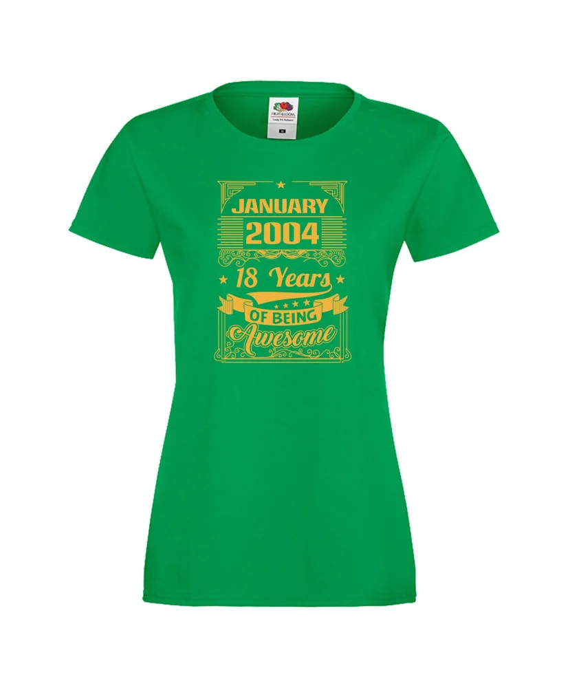 Дамска тениска JANUARY 2003 18 YEARS OF BEING AWESOME Дамска тениска JANUARY 2003 18 YEARS OF BEING AWESOME