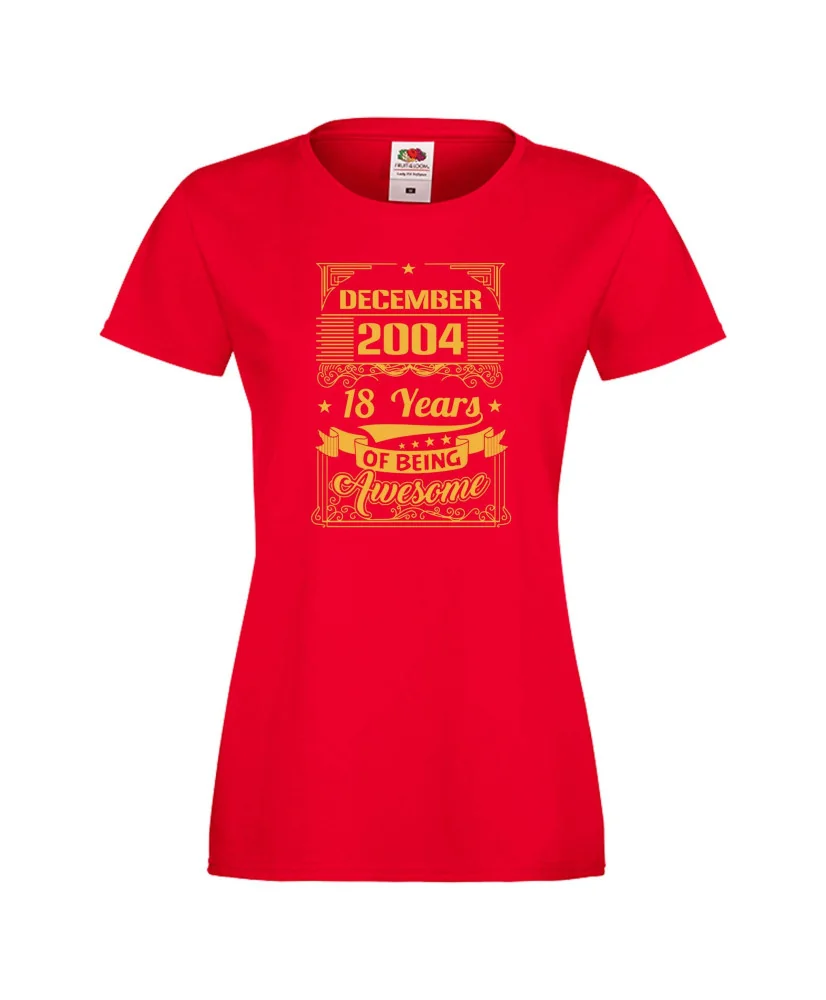 Дамска тениска DECEMBER 2004 18 YEARS OF BEING AWESOME Дамска тениска DECEMBER 2004 18 YEARS OF BEING AWESOME