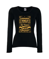 Дамска тениска FEBRUARY 1962 60 YEARS OF BEING AWESOME