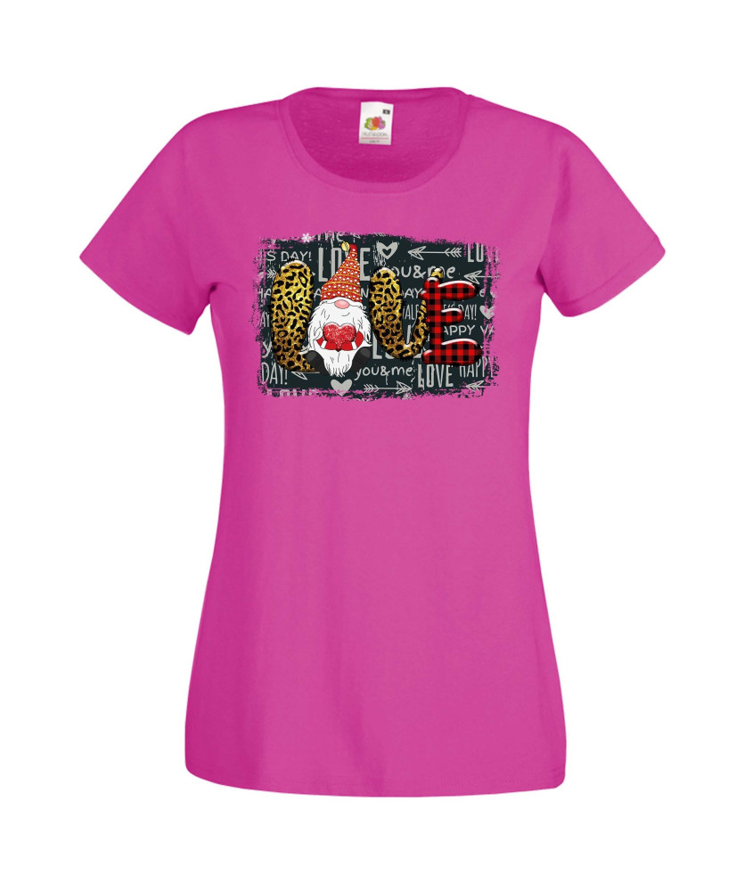Дамска тениска Свети Валентин Valentines Day Gnome Love Дамска тениска Свети Валентин Valentines Day Gnome Love