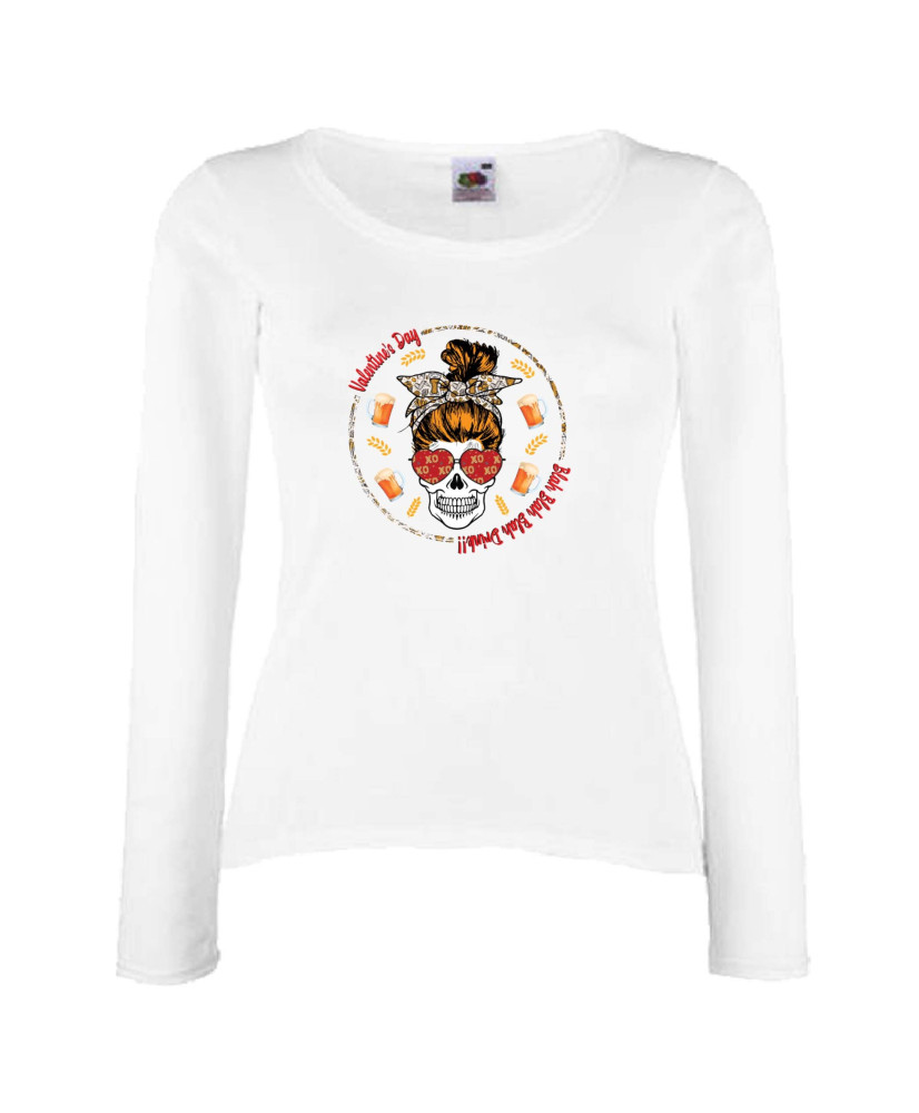 Дамска тениска Свети Валентин Valentines Day Skull Valentine's 14 Дамска тениска Свети Валентин Valentines Day Skull Valentine's 14
