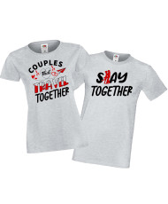 Комплект тениски за влюбени Couples that travel together stay together за пътешественици