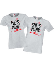 Комплект тениски за влюбени He is mine , She is mine