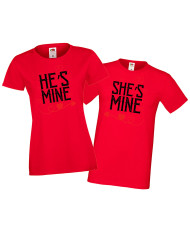 Комплект тениски за влюбени He is mine , She is mine