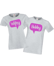 Комплект тениски за влюбени Hubby Wifey