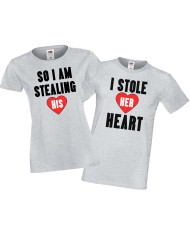 Комплект тениски за влюбени I Stole Her hears, So i am stealing his