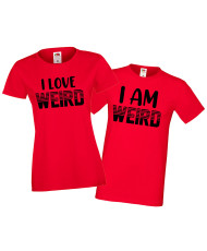Комплект тениски за влюбени I Am Weird I Love Weird