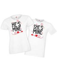 Комплект тениски за влюбени He is mine , She is mine