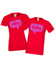 Комплект тениски за влюбени Hubby Wifey