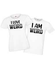 Комплект тениски за влюбени I Am Weird I Love Weird