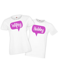 Комплект тениски за влюбени Hubby Wifey