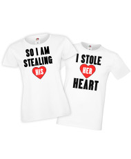 Комплект тениски за влюбени I Stole Her hears, So i am stealing his