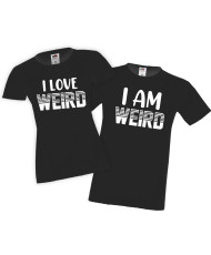 Комплект тениски за влюбени I Am Weird I Love Weird