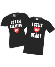 Комплект тениски за влюбени I Stole Her hears, So i am stealing his