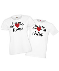 Комплект тениски за влюбени She is my Juliet He is my Romeo