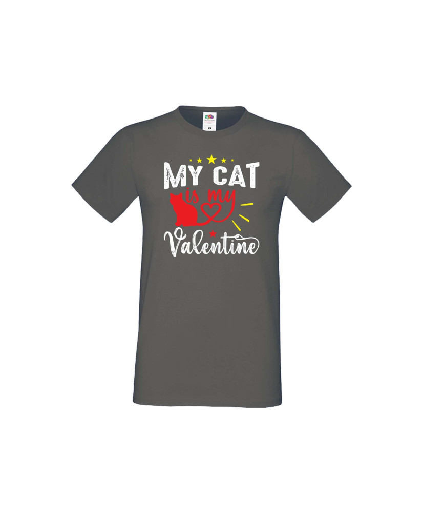 Мъжка тениска Свети Валентин My Cat Is My Valentine 1