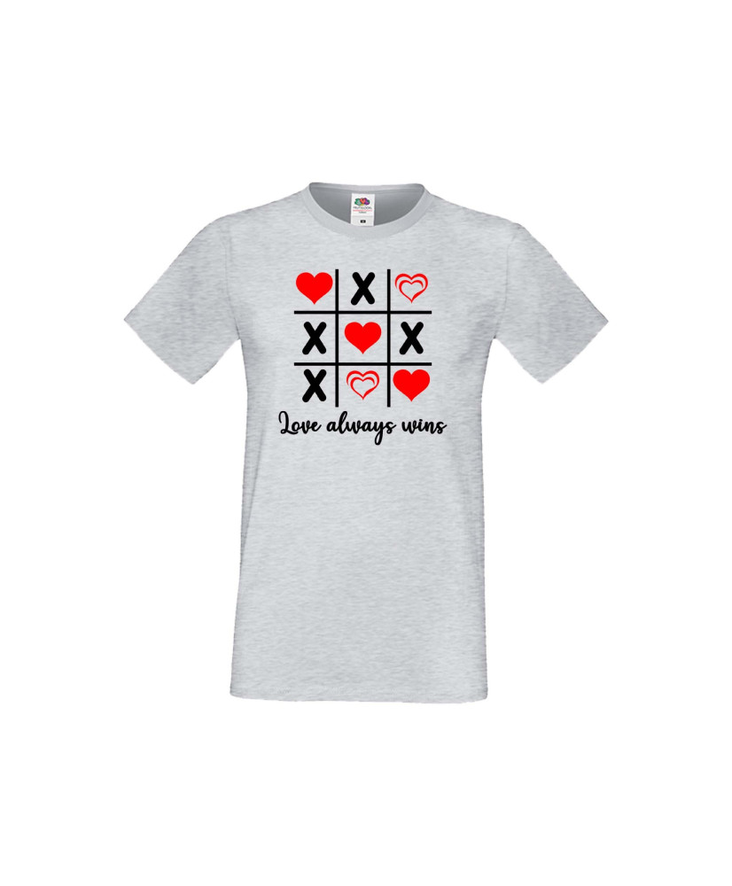 Мъжка тениска Свети Валентин Tic Tac Toe Love Always Wins